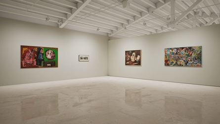Exhibition view: Created in HWVR, Arshile Gorky & Jack Whitten, picturing Jack Whitten, Birth Of An Enigma (1964), Arshile Gorky, Untitled (Study for Mural) (1933–1934), Arshile Gorky, Pastoral (c. 1947) and Jack Whitten, Garden in Bessemer VI (1968). © (2019) The Arshile Gorky Foundation / Artists Rights Society (ARS) / © Jack Whitten Estate. Courtesy the estates and Hauser & Wirth.