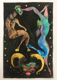 Crowning of a Satyr by Chris Ofili contemporary artwork works on paper, drawing