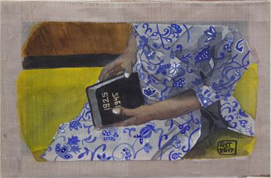 Nguyen Phan Chanh, La Marchande de Riz, (1932). Ink and gouache on silk , 64.5 x 50.5 cm. Courtesy De Sarthe Gallery, Hong Kong/Beijing. 
