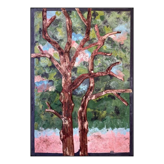 Tree pink background by Ugo Schildge contemporary artwork