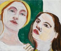 Vita in a Yellow Beret with Esme by Chantal Joffe contemporary artwork painting