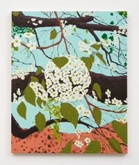 Frog Town Pear Blossoms by Hilary Pecis contemporary artwork painting, works on paper