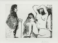 Visiteur, avec son chien, chez une jeune femme, avec la célestine (Nr. 192 aus La Suite 347) by Pablo Picasso contemporary artwork print