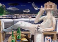 Caryatid's Night Out (airbnb) by Ben Noam contemporary artwork painting
