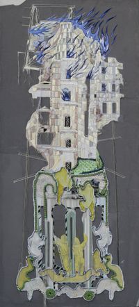 A Modern Building On Fire by Zhou Zhou contemporary artwork painting, works on paper, sculpture, drawing, textile