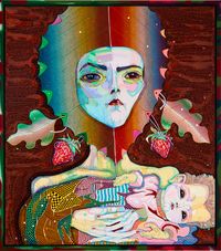 kiss me mother - kiss your darling by Del Kathryn Barton contemporary artwork painting