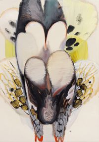 Wild boar swallowed butterfly by YI YOUJIN contemporary artwork painting, works on paper