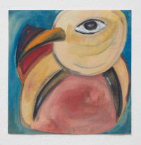 Beings: yellow bird by Ana Mazzei contemporary artwork painting