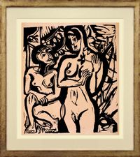 Zwei Akte im Walde (Two nude in the forest) by Ernst Ludwig Kirchner contemporary artwork sculpture, print