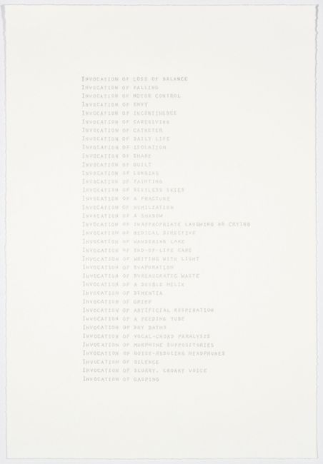 List of Invocations by Patty Chang contemporary artwork