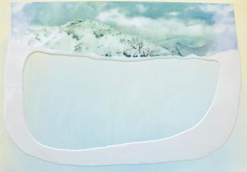 Eloise Kirk, Chamber (2020). Collage, resin, acrylic, 100 × 70 cm. Courtesy Gallery 9, Sydney.