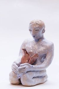 Figure with a flower by Anna Bochkova contemporary artwork ceramics