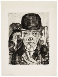 Selbstbildnis mit steifem Hut (Self-Portrait in Bowler Hat) by Max Beckmann contemporary artwork painting