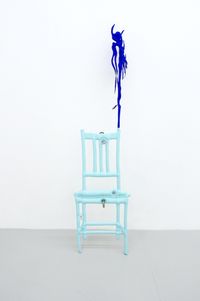 Blue chair with plant by Caroline Rothwell contemporary artwork sculpture