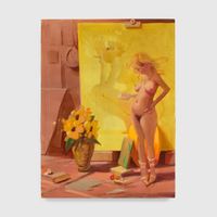Posing with Sunflowers by Lisa Yuskavage contemporary artwork painting
