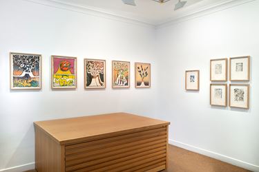 Exhibition view: Pierre Alechinsky, Prints from the 1960s and the 1970s, Galerie Lelong & Co., 13 rue de Téhéran, Paris (2–30 July 2020). Courtesy Galerie Lelong & Co.