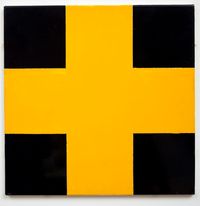 Yellow and Black Cross by John Nixon contemporary artwork mixed media