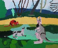 kangaroos in landscape by Troy Emery contemporary artwork painting