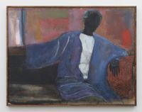 Seated Listener: Orange Pillow by Reggie Burrows Hodges contemporary artwork painting, works on paper, drawing