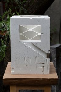 Paisaje con dos vistas en caliza blanca (escalinatas y bodegón) by Diego Pérez contemporary artwork sculpture
