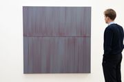 Grey Veil Painting on Red 5 by Sylke Von Gaza contemporary artwork 2