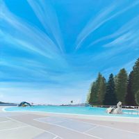 Seaside Swim,Stanley Park, Vancouver BC by Tiffanie Ting contemporary artwork painting