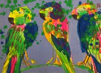 Three Birds on a Branch by Walasse Ting contemporary artwork painting, works on paper, drawing