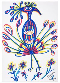 Untitled (Bird and Flowers) by Bertina Lopes contemporary artwork painting, works on paper, drawing