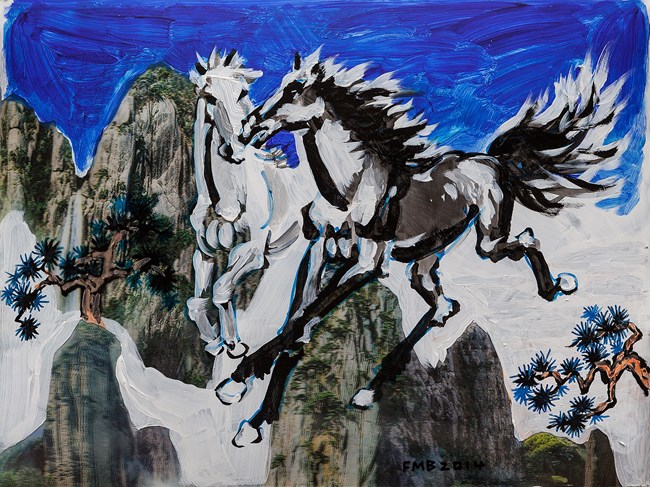 Two Heavenly Steeds by Feng Mengbo contemporary artwork