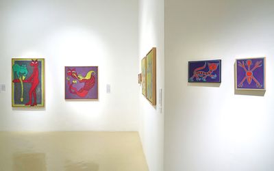 Exhibition view: I GAK Murniasih, Shards Of My Dreams That Remain In My Consciousness, Gajah Gallery, Singapore (15 July–15 August 2021). Courtesy Gajah Gallery.