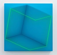 Blue Cube by Kāryn Taylor contemporary artwork painting, works on paper