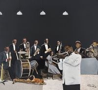Satchmo and his band by Sam Nhlengethwa contemporary artwork mixed media