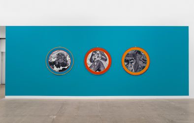 Exhibition view: Dara Birnbaum, Four Works: Accountability, Marian Goodman Gallery, New York (12 January–24 February 2024). Courtesy Marian Goodman Gallery.