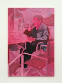 Señora rosa (sentada en el bar) by Valentina Liernur contemporary artwork painting