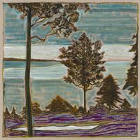 tree overlooking sea by Billy Childish contemporary artwork painting