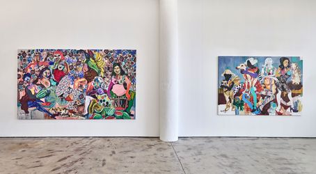 Exhibition view: Wycliffe Mundopa, My Cup is Full, Simchowitz DTLA, Los Angeles (2 March–6 April 2023). Courtesy Simchowitz.