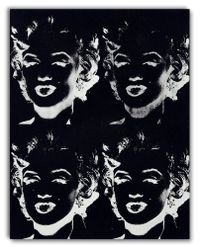 Four Marilyns (Reversal) by Andy Warhol contemporary artwork painting, works on paper, sculpture