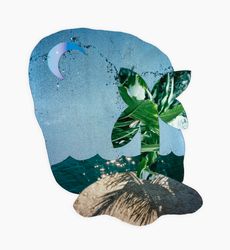 Sara Naim, Island Scene (2021). Plexiglass, C-type digital print, wood. 121 x 112 cm. Edition of 1 + 1 AP. Courtesy the artist and The Third Line, Dubai.Image from:Sara Naim: Reality Beyond Rose-Tinted LensesRead ConversationFollow ArtistEnquire