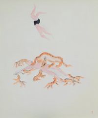 Jump off the Cliffs to Feed the Tiger by Wu Yi contemporary artwork painting, works on paper