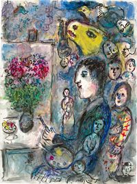 Peintre au Chevalet au Bouc Jaune by Marc Chagall contemporary artwork works on paper
