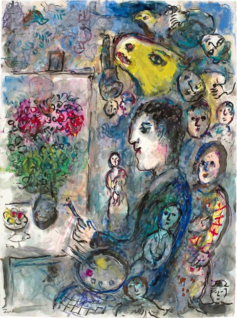 Peintre au Chevalet au Bouc Jaune by Marc Chagall contemporary artwork