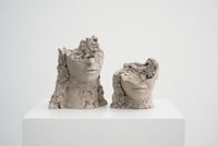 Two Dry Clay Heads by Mark Manders contemporary artwork sculpture