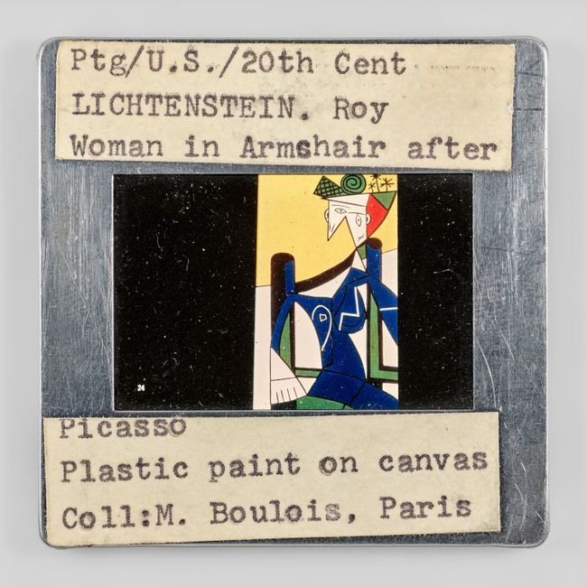 Ptg/U.S./20th Cent LICHTENSTEIN. Roy Woman in Armshair after Picasso Plastic paint on canvas Coll:M. Boulois, Paris by Sebastian Riemer contemporary artwork