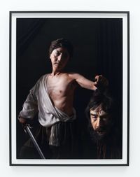 Self-Portraits through Art History (Two Caravaggios / David Painting Goliath) by Yasumasa Morimura contemporary artwork photography