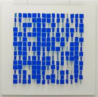 Mobile bleu sur blanc by Julio Le Parc contemporary artwork installation