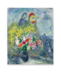 Le coq au bouquet by Marc Chagall contemporary artwork painting