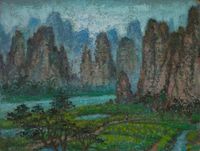 River Flowing through Mountains by Liu Kang contemporary artwork painting