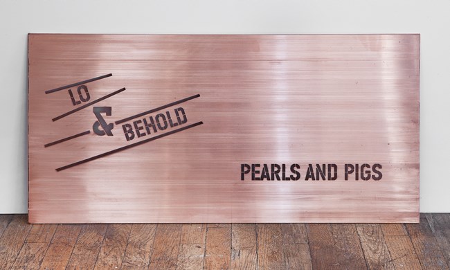 Lo & Behold: Pearls and Pigs by Lawrence Weiner contemporary artwork