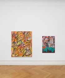 Exhibition view: Richard Hawkins, Collage Paintings, Gesture Paintings, Galerie Buchholz, Berlin (14 September–13 October 2018). Courtesy Galerie Buchholz.