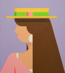 Leonhard Hurzlmeier, Woman with Straw Hat, 2024, Oil on canvas, 90x80 cm